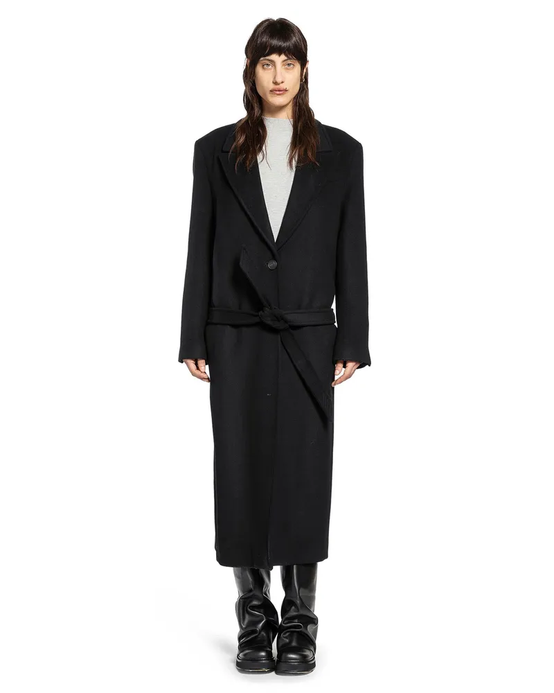 ATTICO Long Wool Coat Black