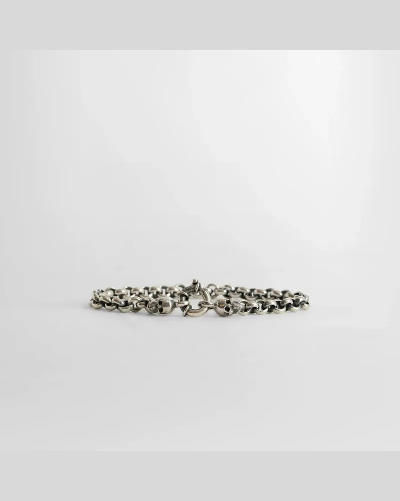 Ugo Cacciatori Jail Chain And Skulls Bracelet Silver