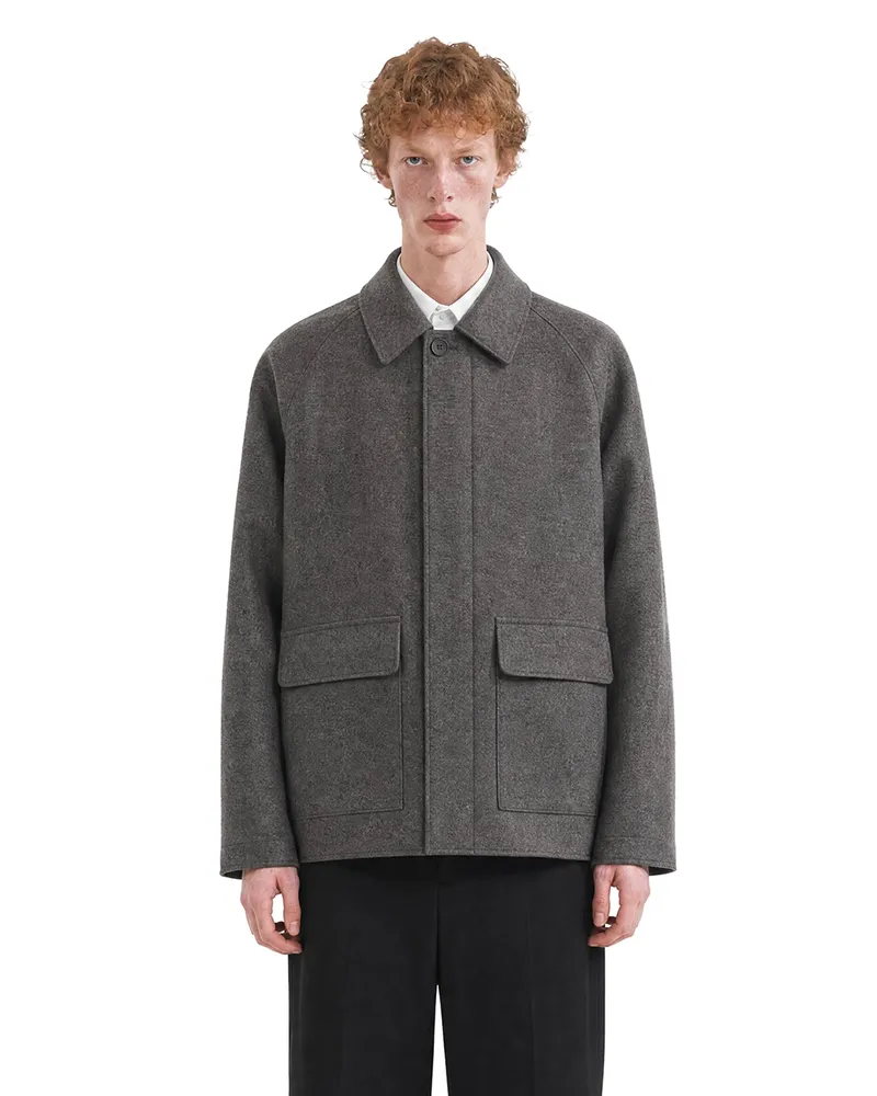 Harris Wharf London Country Jacket in Pressed Wool Grey