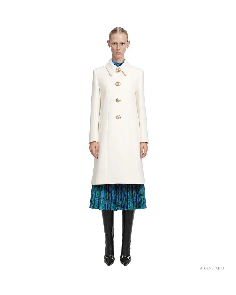 Gucci Wool Natté Coat Off-white
