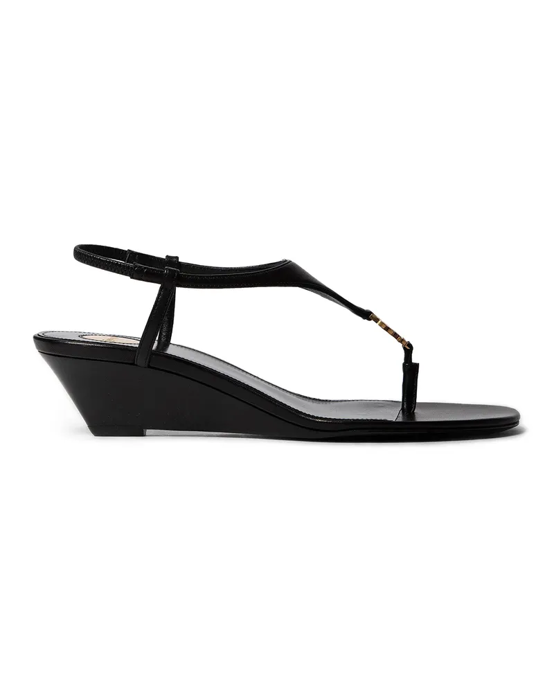 Saint Laurent Bridget Rive Gauc Wedge Sandals Black