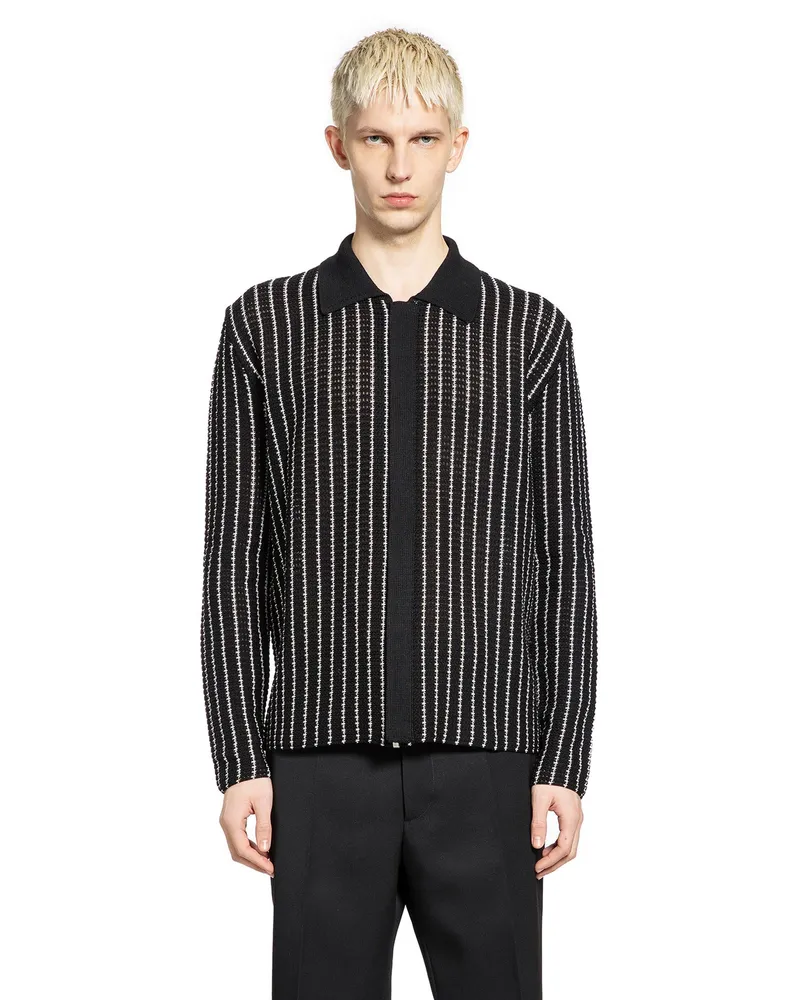 Jil Sander Zip-up Cotton Cardigan Black&white