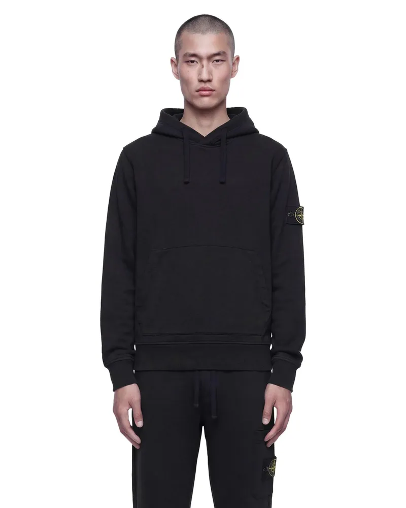 Stone Island 6100062 Organic Cotton Fleece Hoodie Black