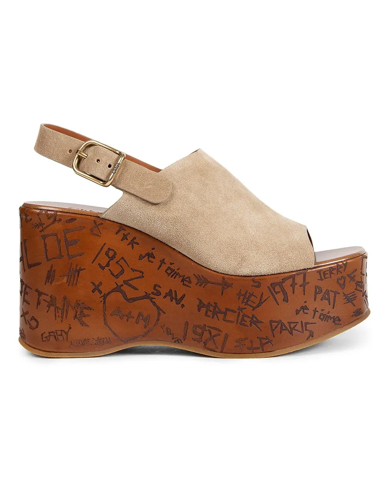 Chloé Maxime Wedge Sandals Beige