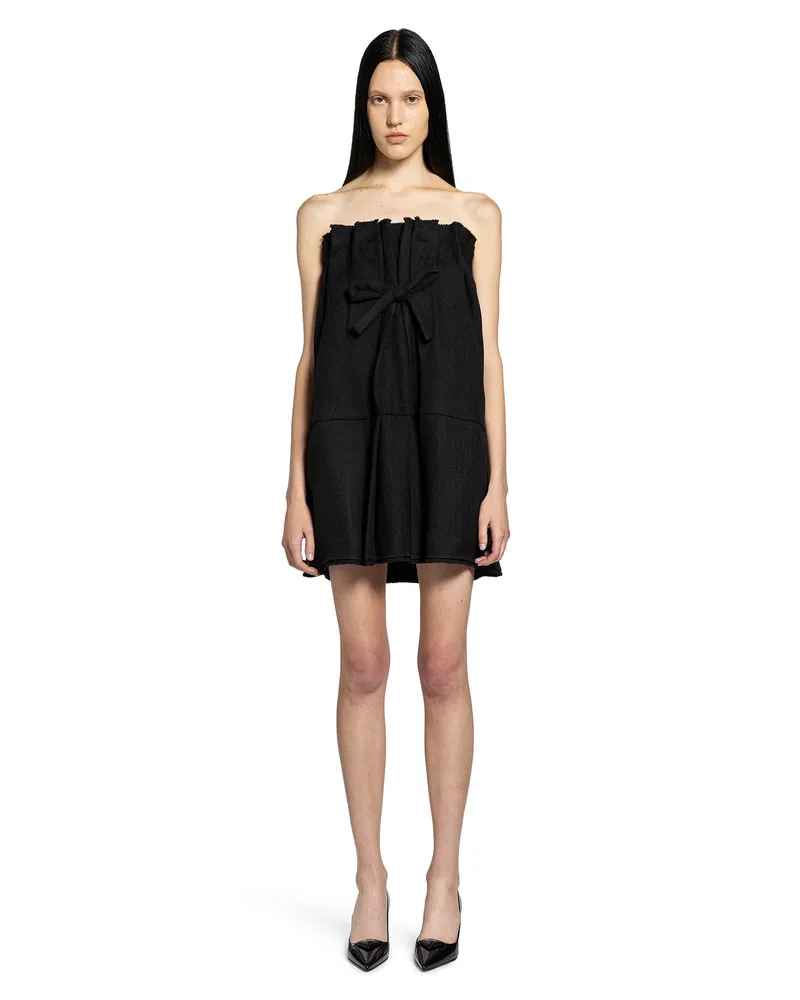 Prada Chevron Wool Mini Dress Black