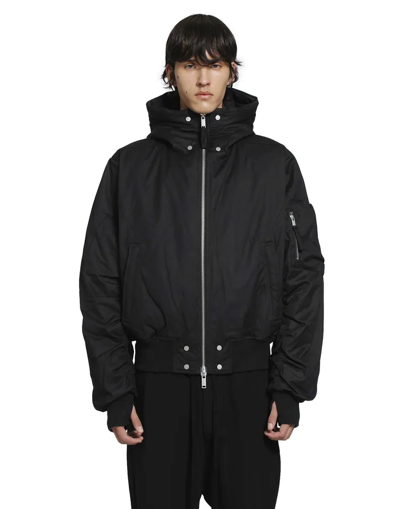 THOM KROM Hooded Cotton Bomber Jacket 