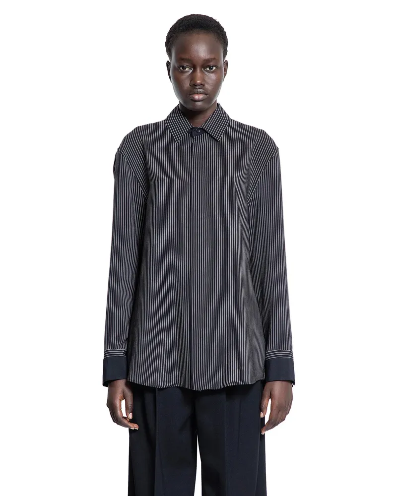 Saint Laurent Men's Pinstriped Shirt Black&white