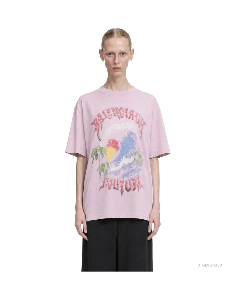 Balenciaga Vintage Surfer Overszied T-Shirt Pink