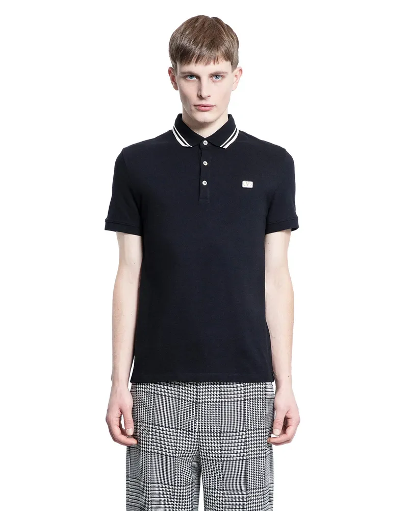 Valentino Garavani Tipped VLogo Polo Shirt Black&white