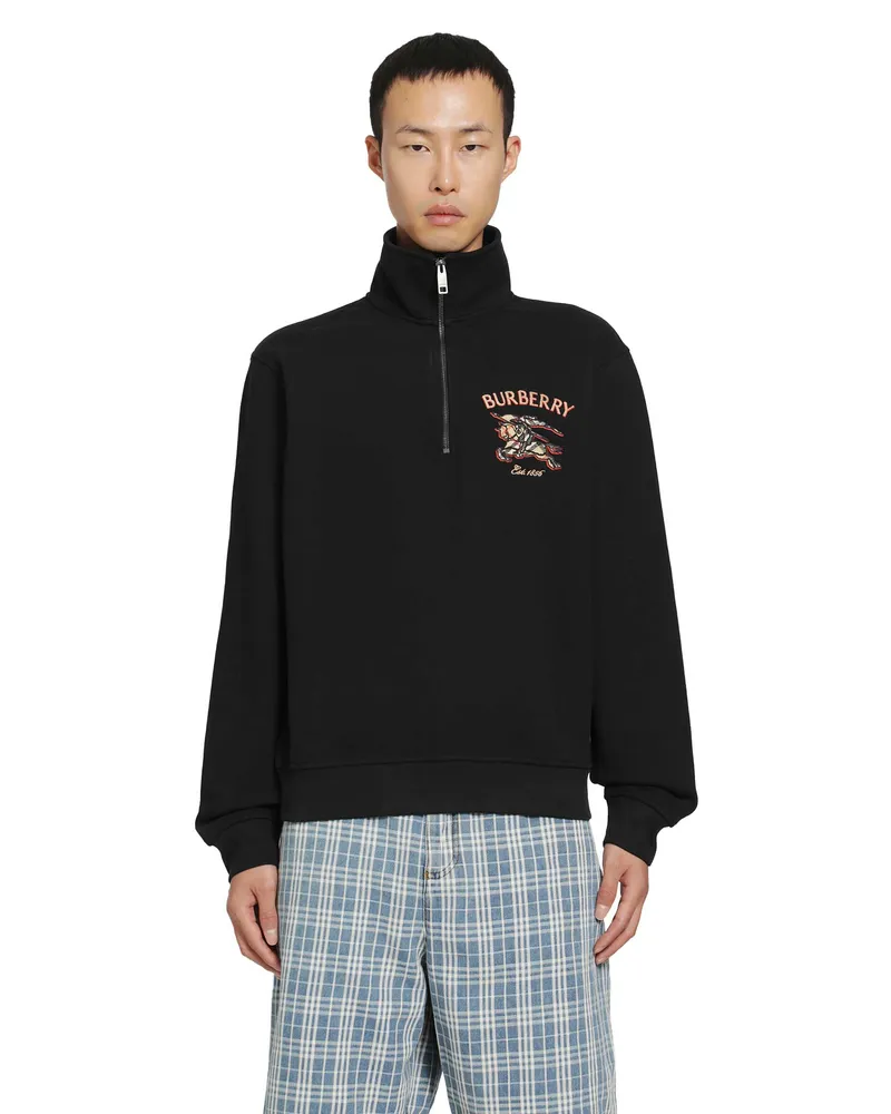 Burberry Knight Check Half-Zip Sweatshirt Black