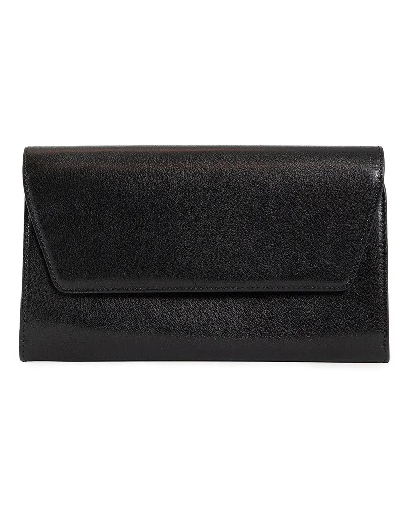 The Row Evening Clutch in Leather Black
