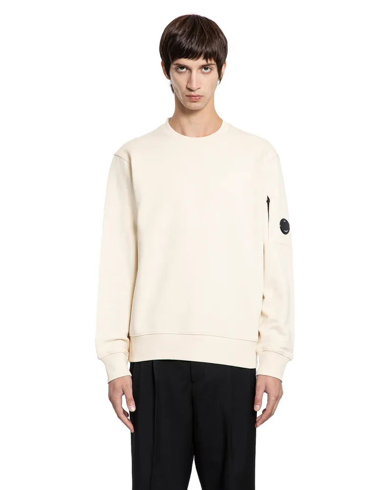 C.P. Company Diagonal Raised Fleece Lens Sweatshirt Beige