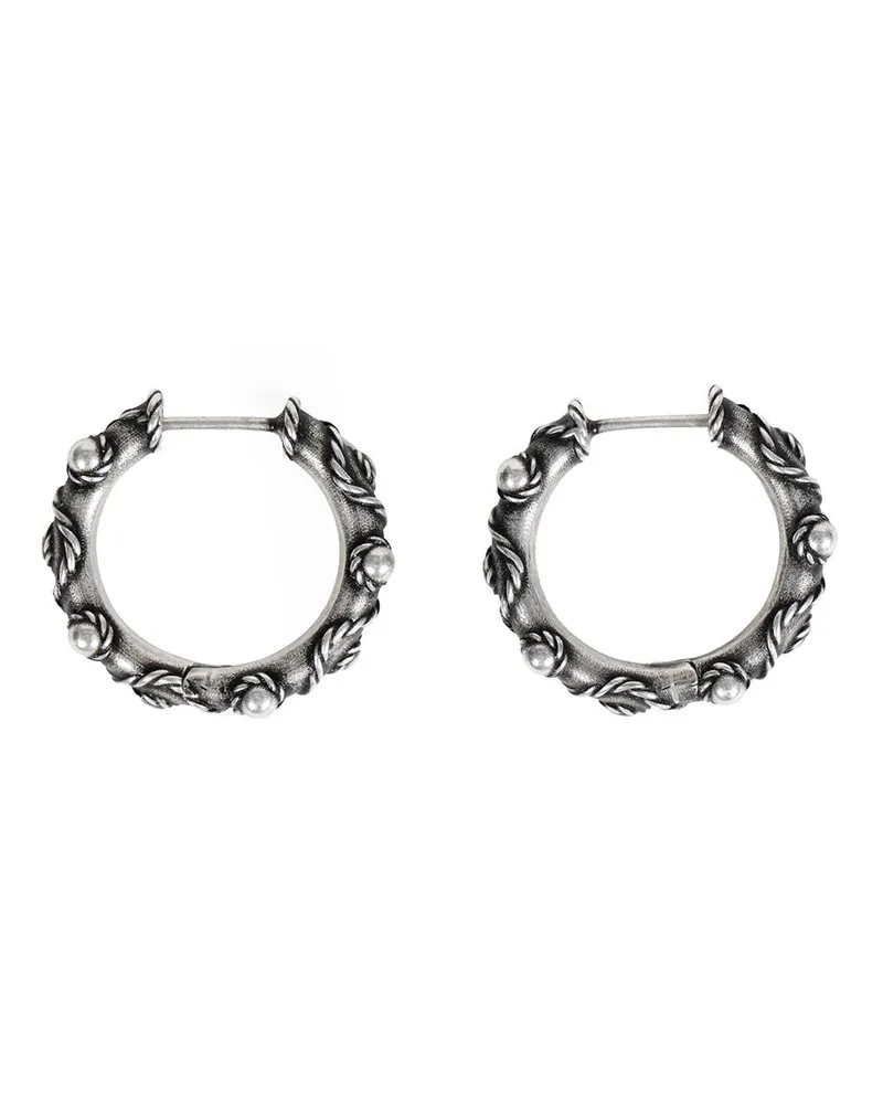 Ann Demeulemeester Lone Grained Hoop Earrings Silver