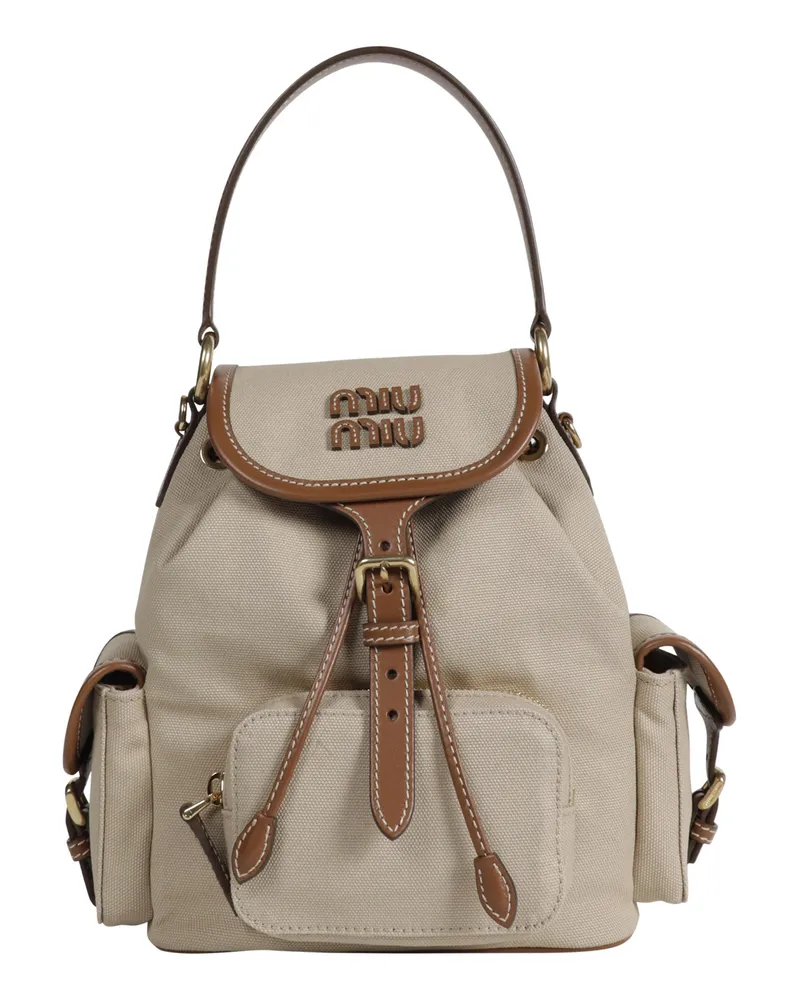 Miu Miu Canvas and Leather Backpack 