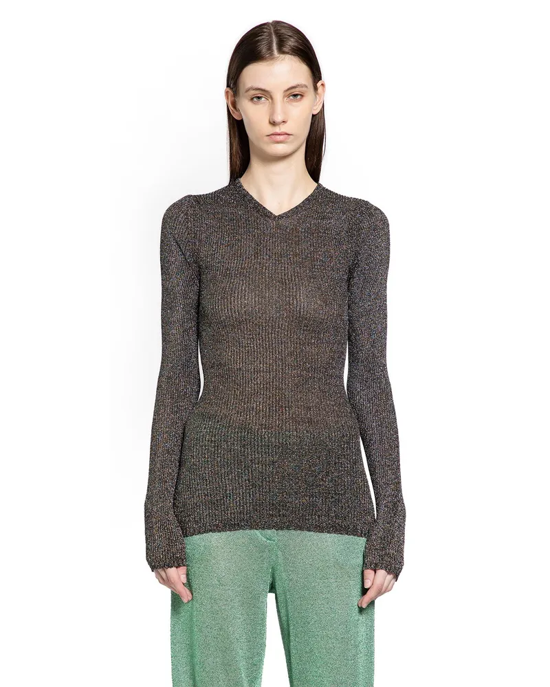 Miu Miu Lurex V-Neck Sweater Silver