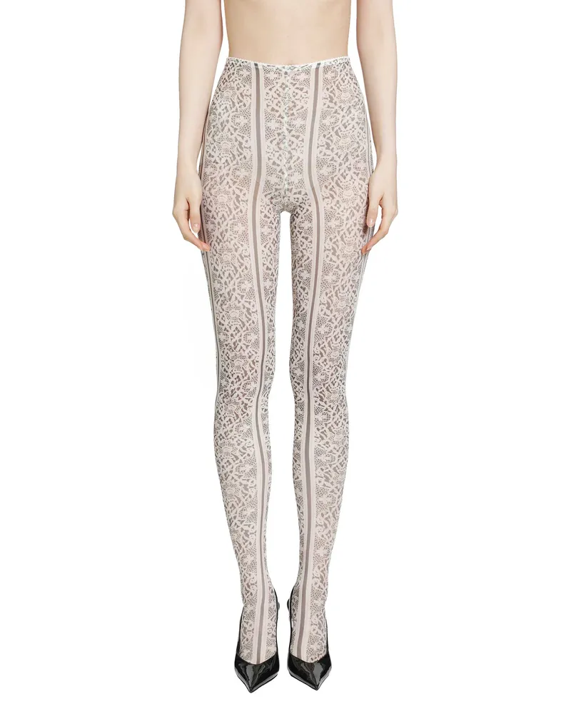 Dilara Findikoglu Past Edges Lace-effect Mesh Tights Grey