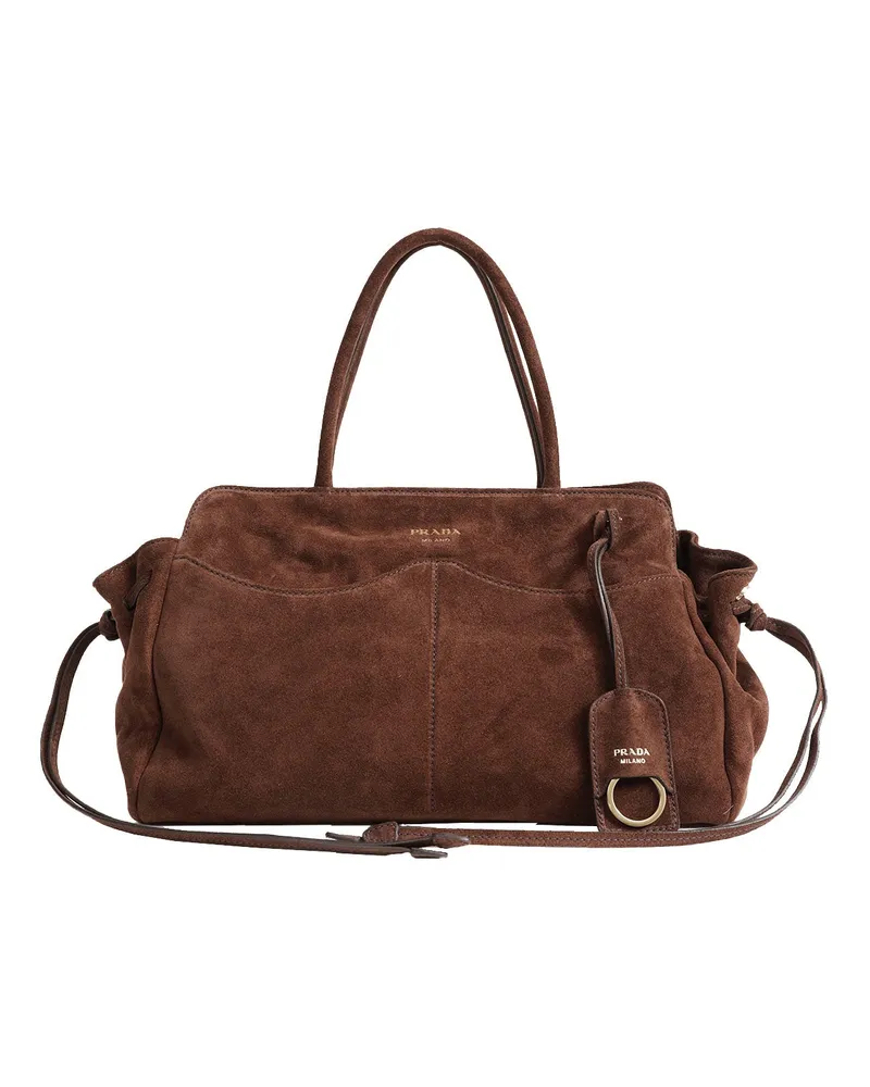 Prada Allusion Large Suede Bag Brown