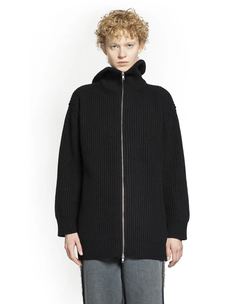 Maison Margiela Ribbed-Knit Cardigan Black