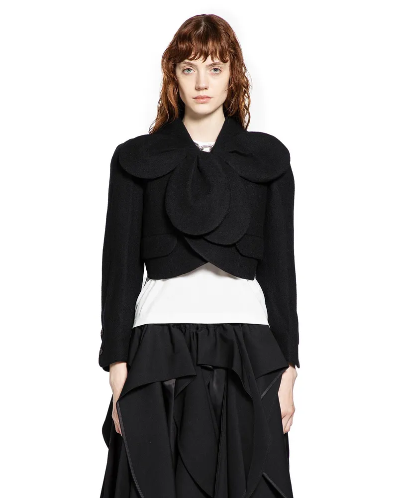 Noir Kei Ninomiya Cropped Petal Wool Jacket Black