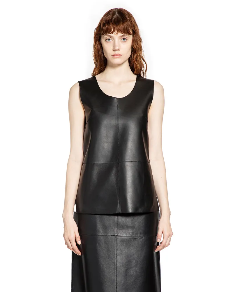 Totême Panelled Leather Tank Top Black