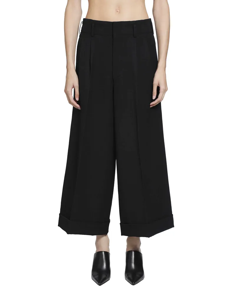Comme des Garçons Cropped Wool Trousers Black