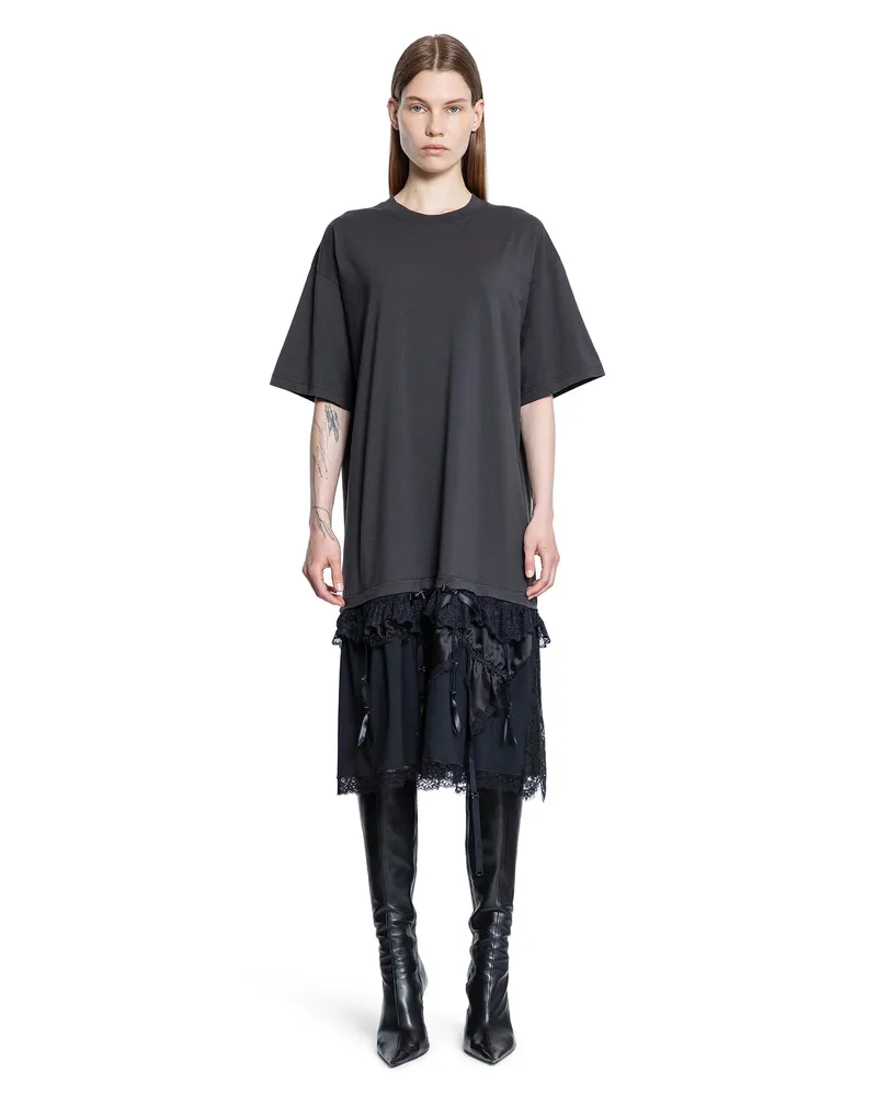 Balenciaga Lingerie T-Shirt Dress in silk Satin Black