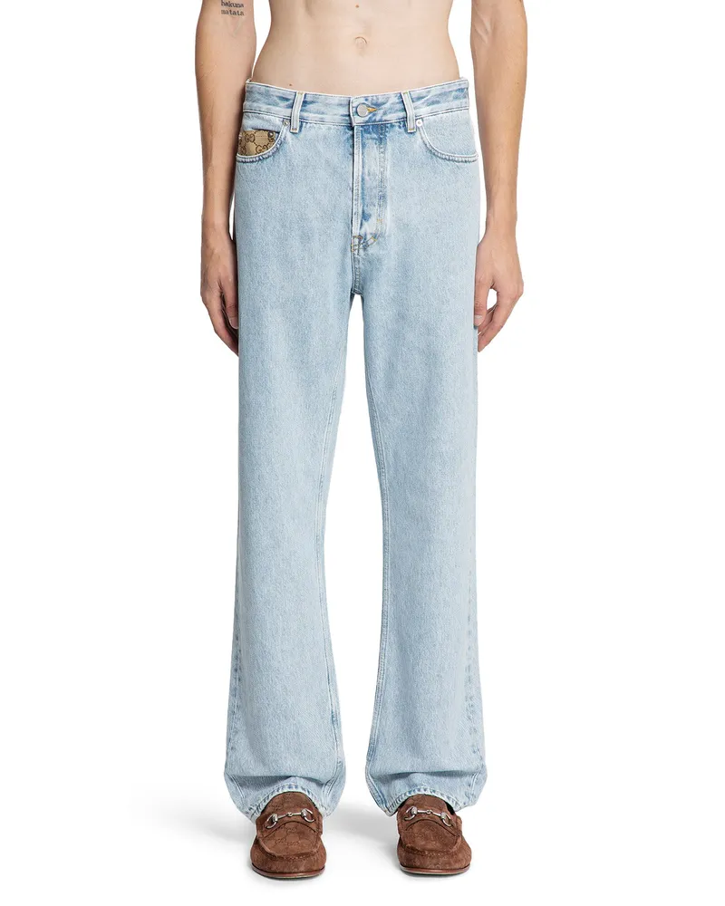 Gucci Denim and GG Canvas 5 Pocket Jeans Blue