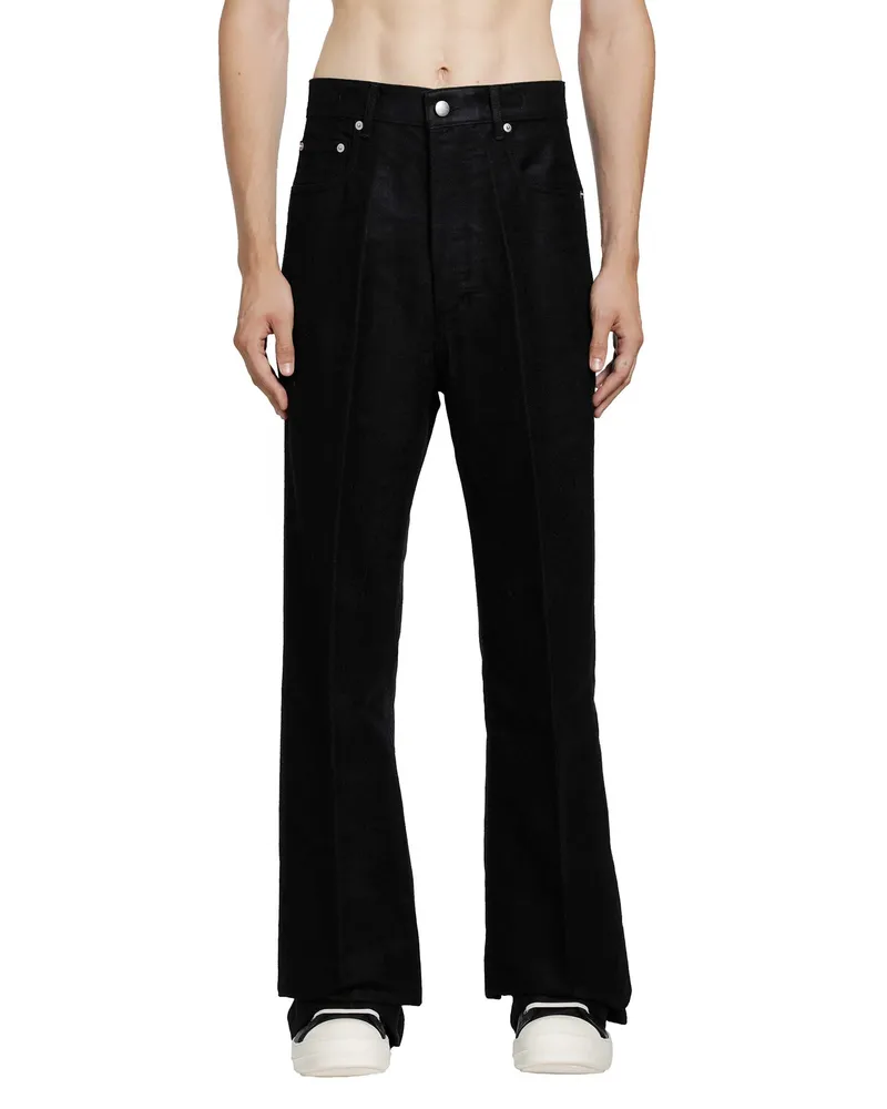 Rick Owens Tower Geth Jeans in Ramie Moleskin Black