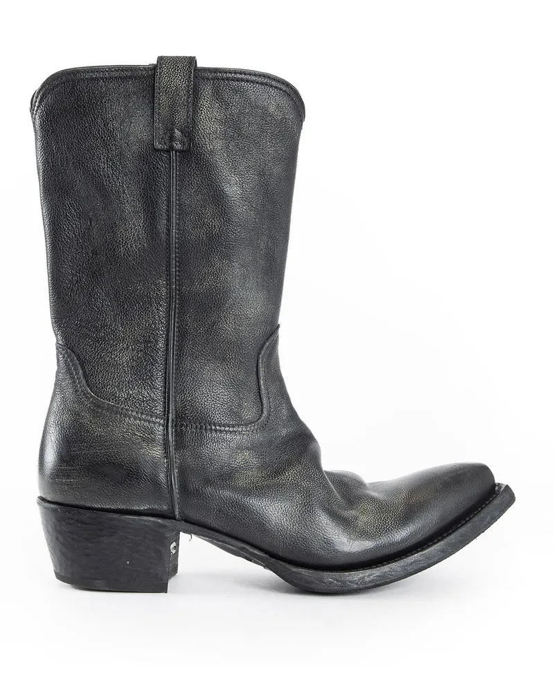 Prada Leather Folk Boots Black