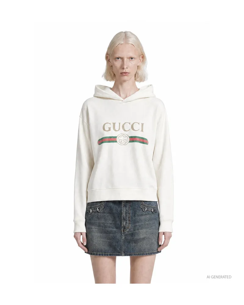 Gucci Interlocking G Cotton Cashmere Hoodie White