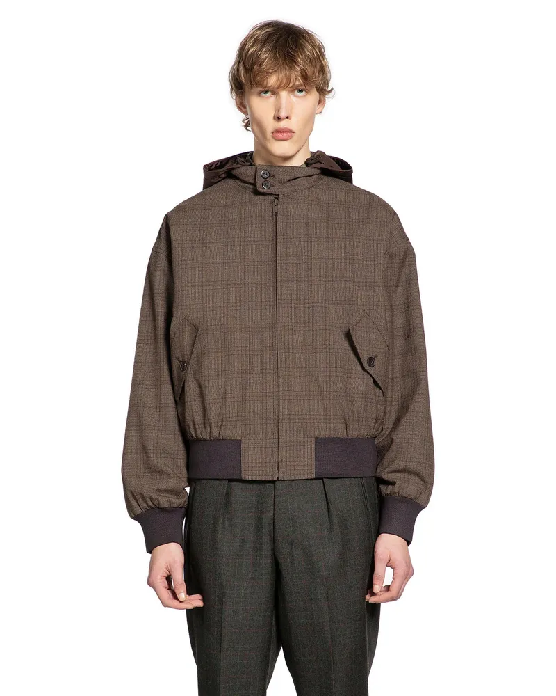 Prada Hooded Wool Jacket Brown