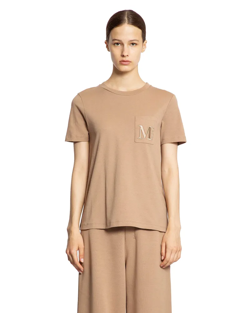 Max Mara Cotton Jersey Pocket T-Shirt Beige