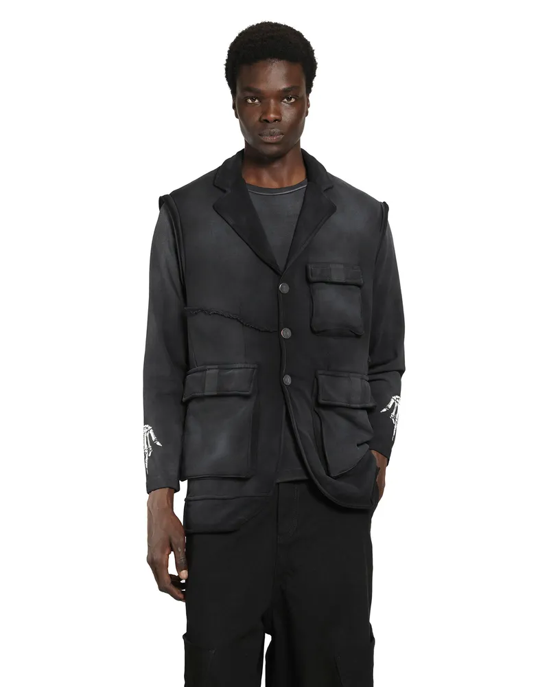 Massimo Sabbadin Washed Jersey Waistcoat Black