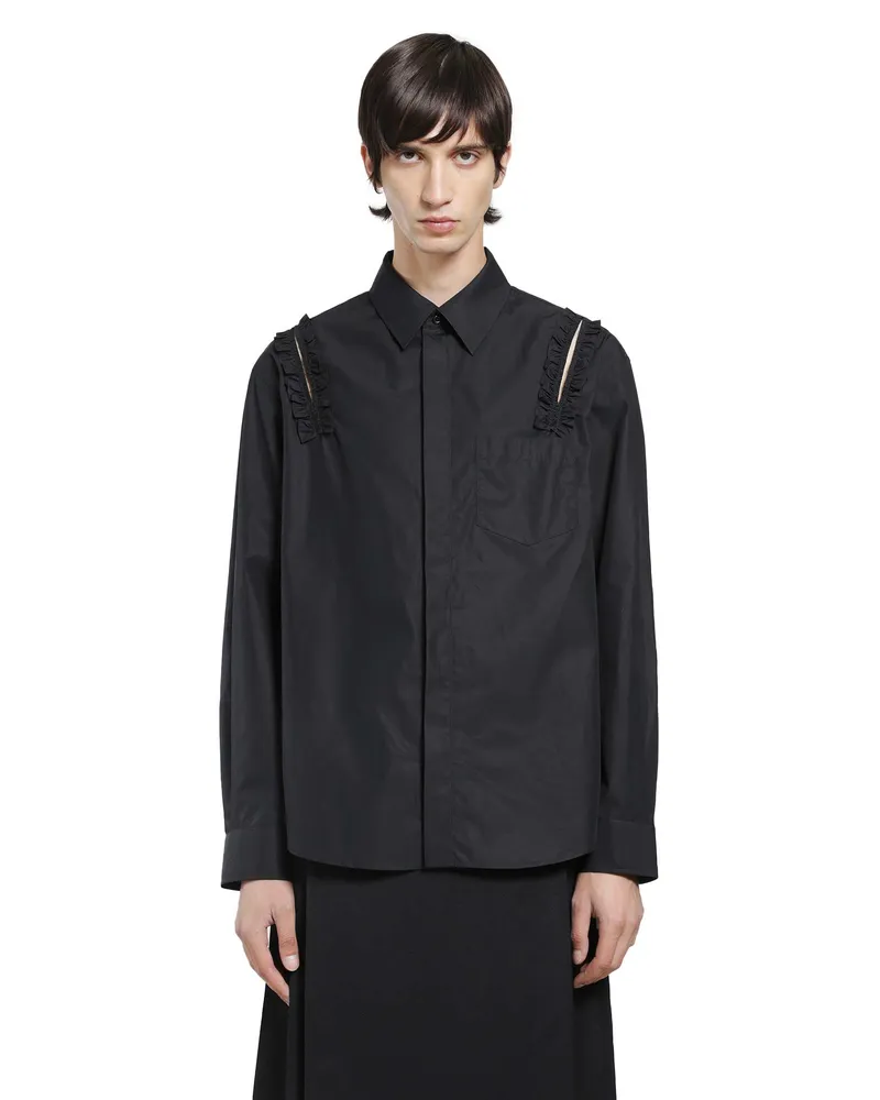 Simone Rocha Ruffle Slash Shirt Black