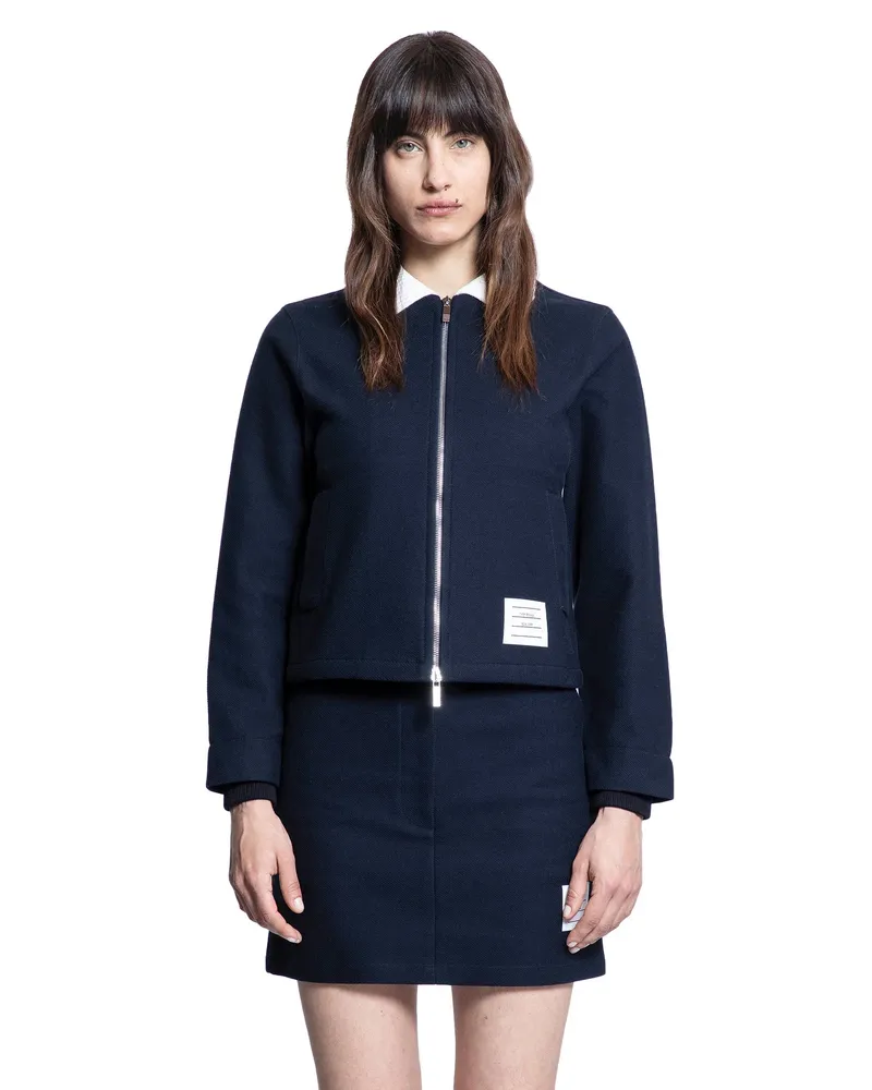 Thom Browne Cotton jacket with contrast collar Blue