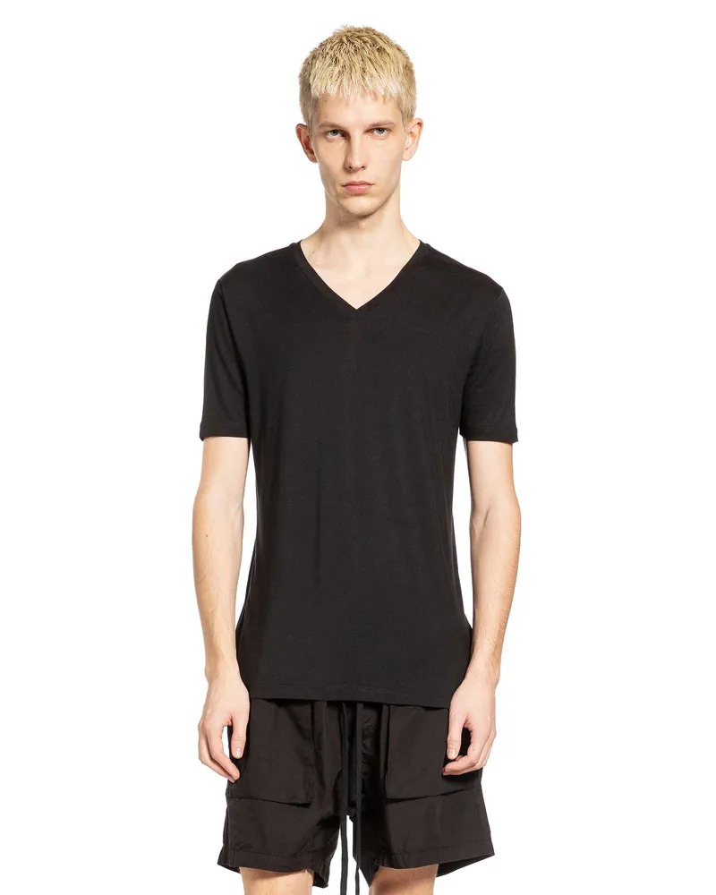 THOM KROM Stretch Modal Silk V-Neck T-Shirt Black
