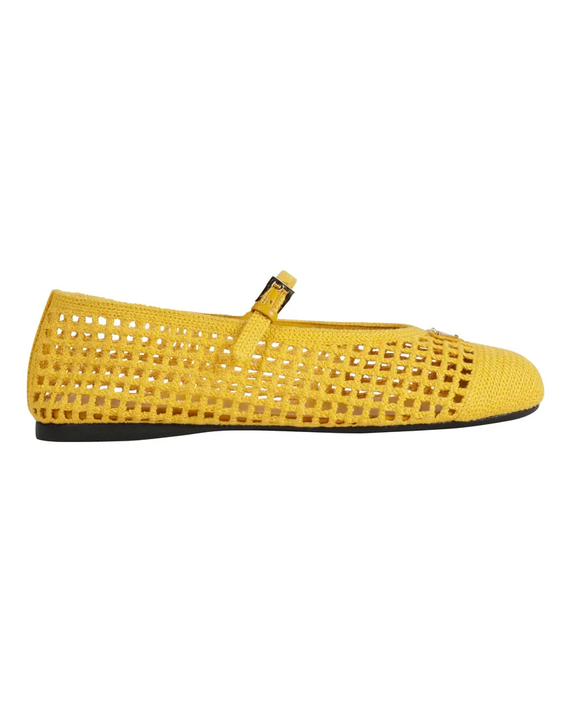 Prada Crochet Ballerinas Yellow