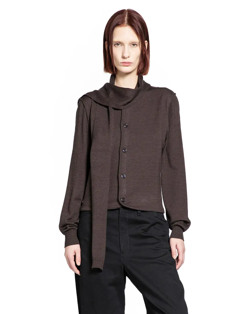 Christophe Lemaire Twisted Cardigan with Scarf Brown