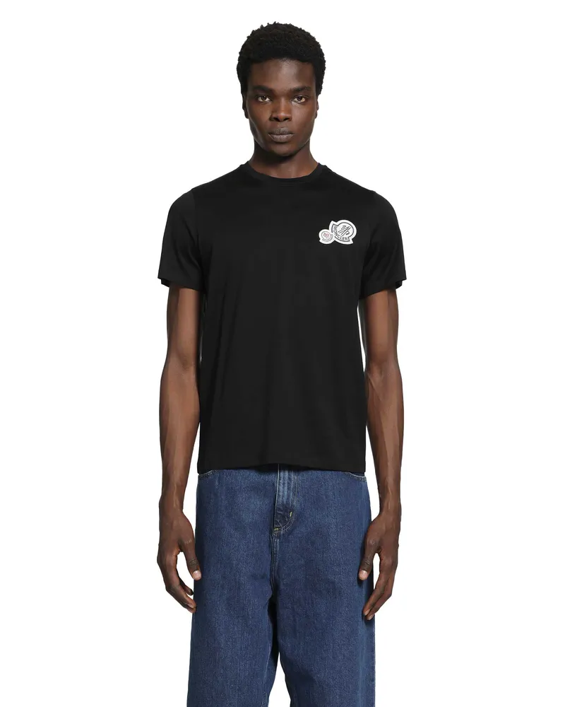 Moncler Double Logo Patch Cotton T-Shirt Black