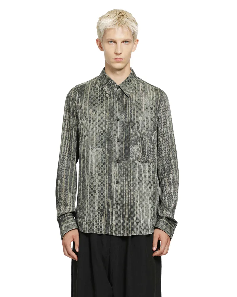Ziggy Chen Claassic Digital Print Shirt Green