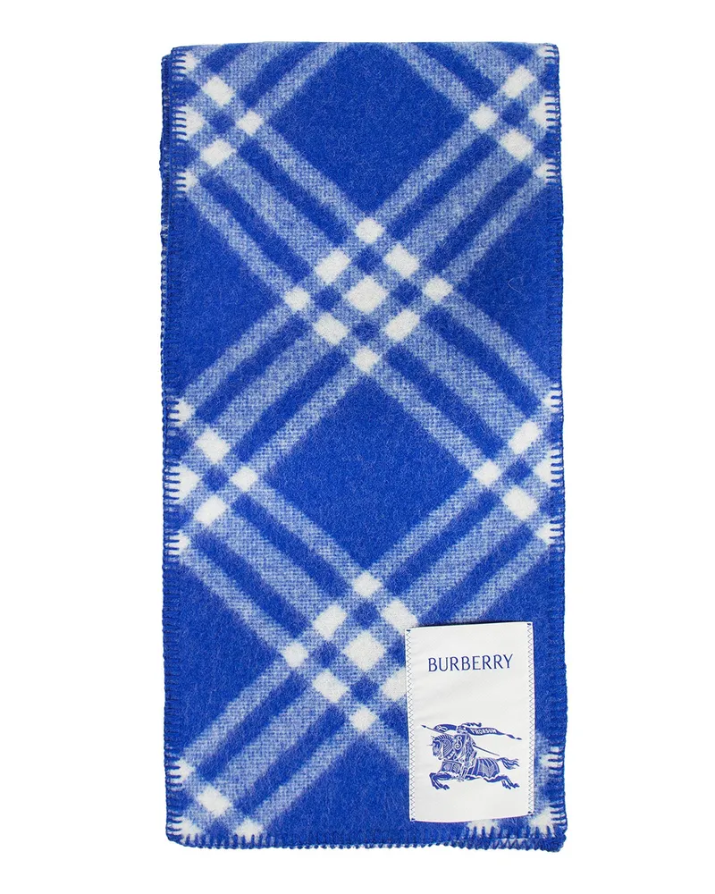 Burberry Check Wool Hooded Scarf Blue