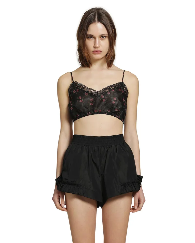 Simone Rocha Sheer Lace Trim Bralette Black