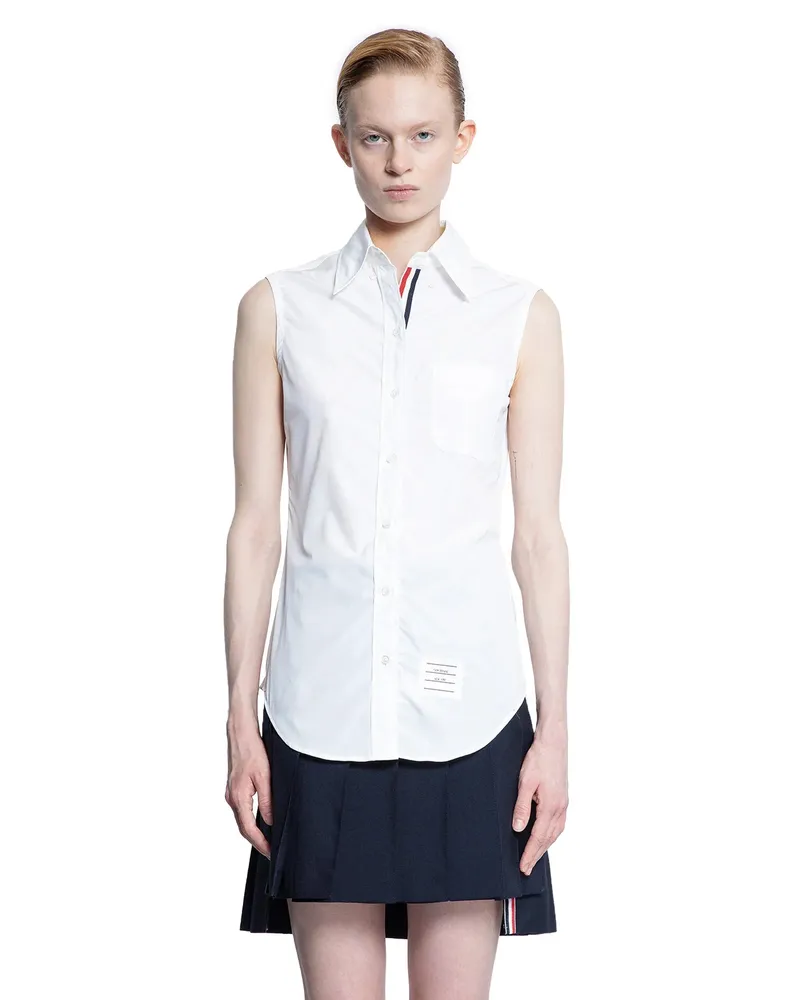 Thom Browne Poplin Sleeveless Shirt White