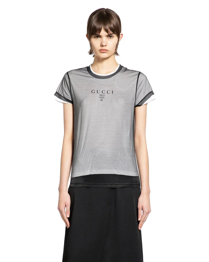 Gucci Double Layered Jersey T-shirt Black&white