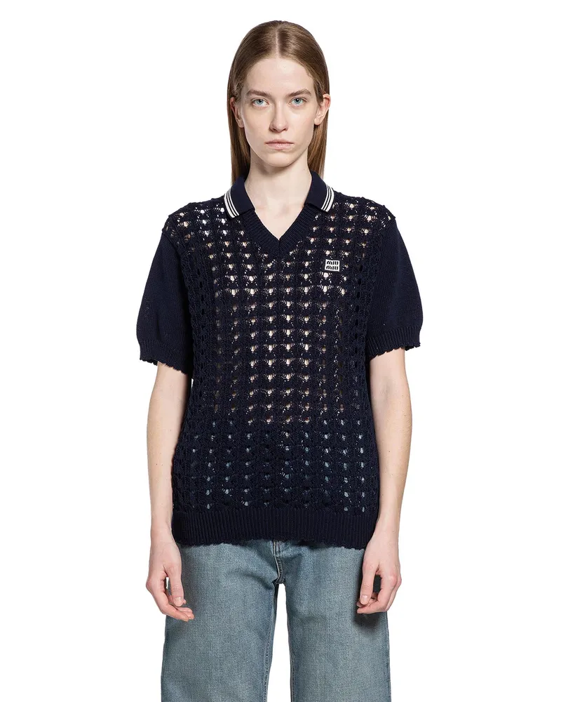 Miu Miu Knit Polo Shirt Blue