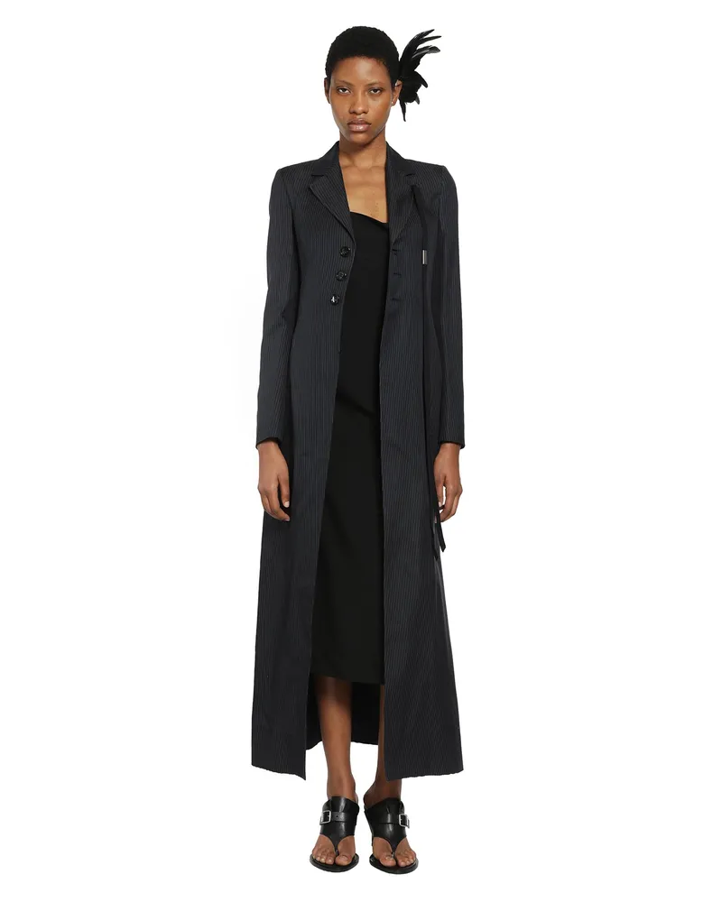 Ann Demeulemeester Abke X-Long Open Front Fitted Coat Blue