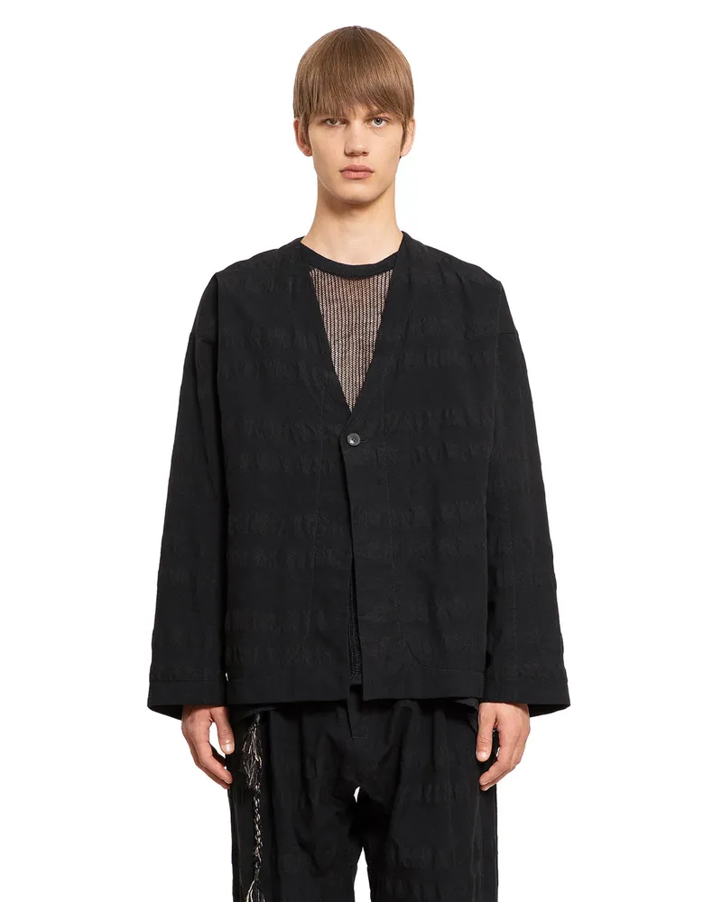 Jan-Jan Van Essche Blazer senza colletto foderato Black