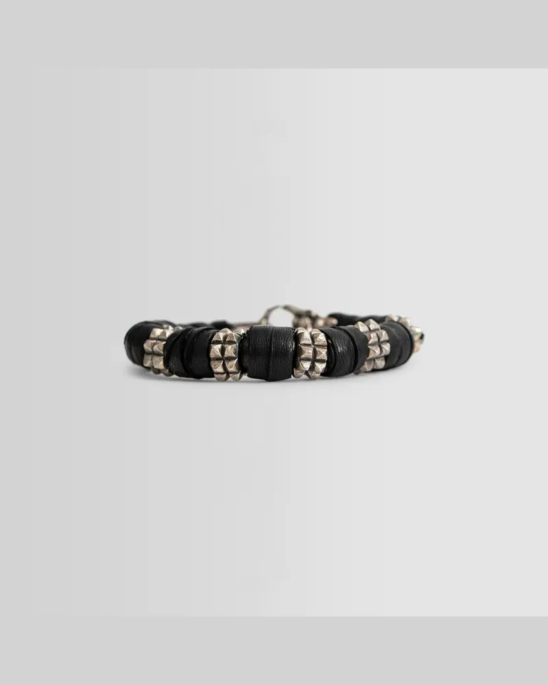 KD2024 Leather And Silver Pyramid Block Bracelet Multicolor