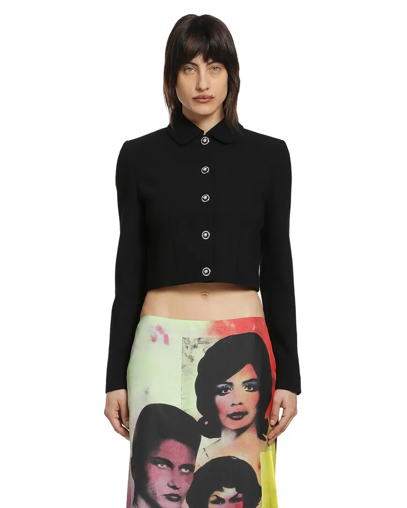 Versace Double Wool Crop Jacket Black