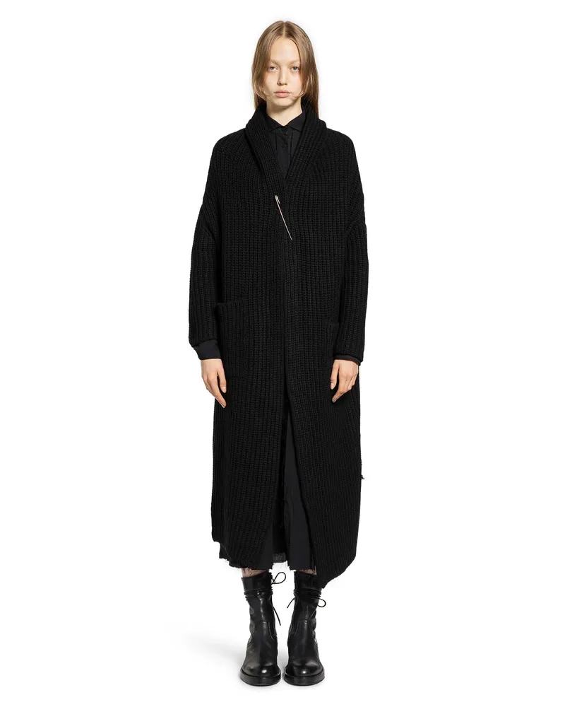 forme d'expression Wool Cashmere Knit Kimono Coat Black